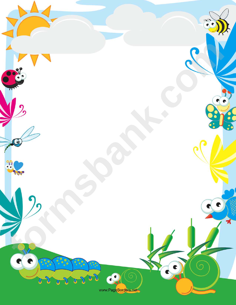 Cute Insect Border printable pdf download