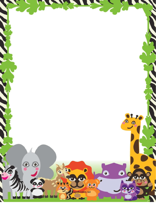 Cute Jungle Animal Border printable pdf download