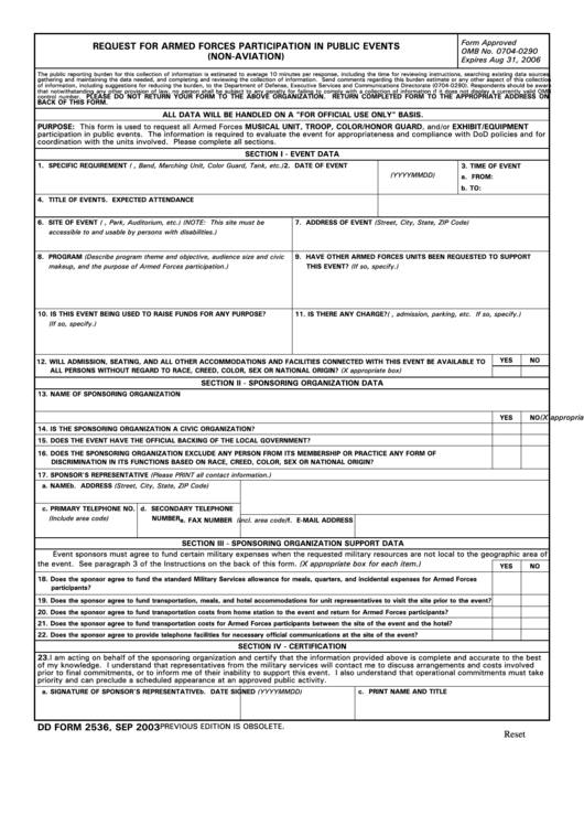 Fillable Form Omb 2536 - Request For Armed Forces Participation In ...