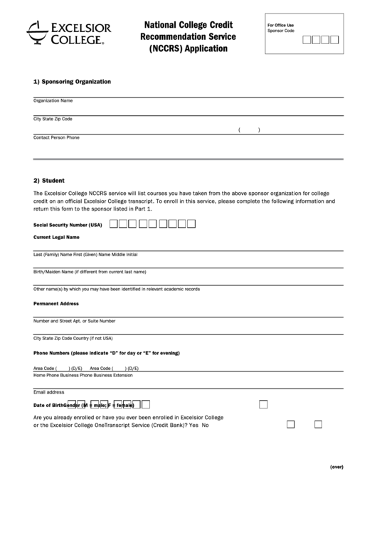 National College Credit Recommendation Service (Nccrs) Application Form Printable pdf