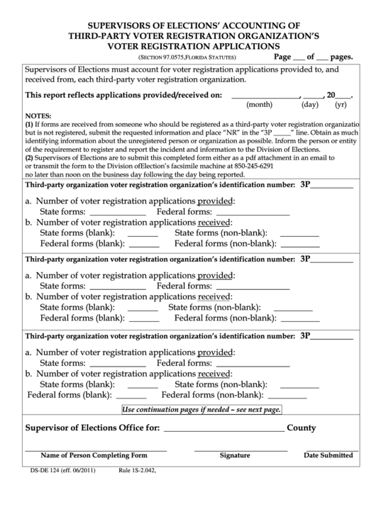 Fillable Registration Form For Third Party Voter Registration Printable pdf