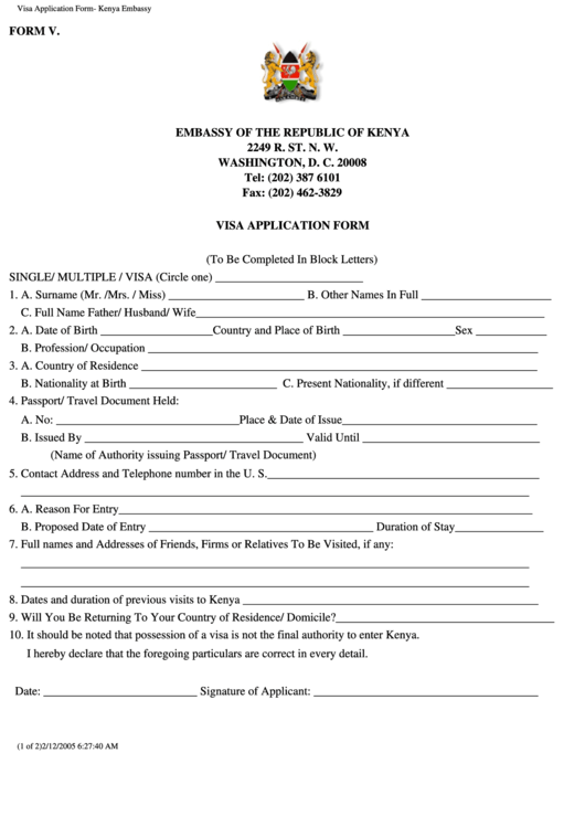 kenya visa application form