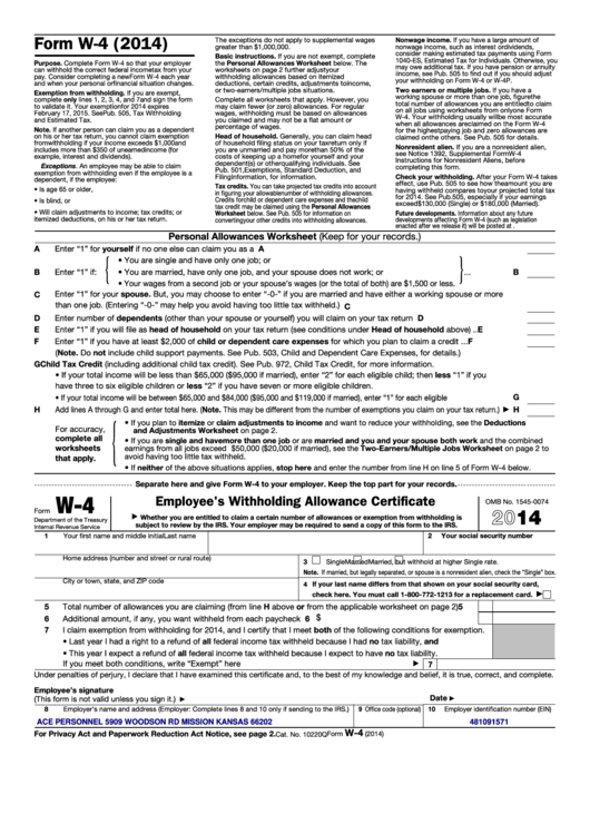 Fillable Forms W-4 - Employee
