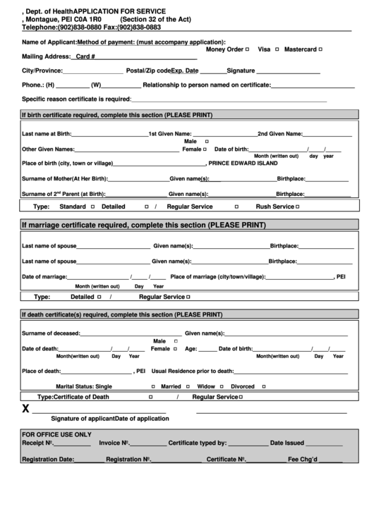 Fillable Marriage Application Form For Service Printable pdf