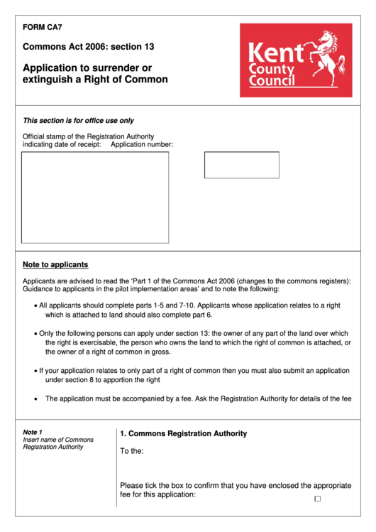 Form Ca7 - Kent County Council Printable pdf