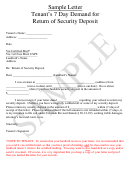Sample Letter Tenant's 7 Day Demand For Return Of Security Deposit