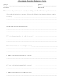 Classroom Teacher Behavior Form - Functional Assessment Interview Form
