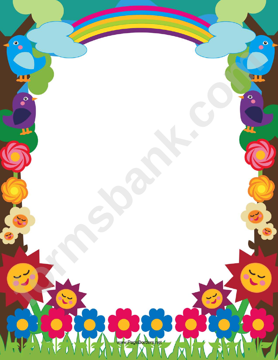 Cute Flowers And Birds Border