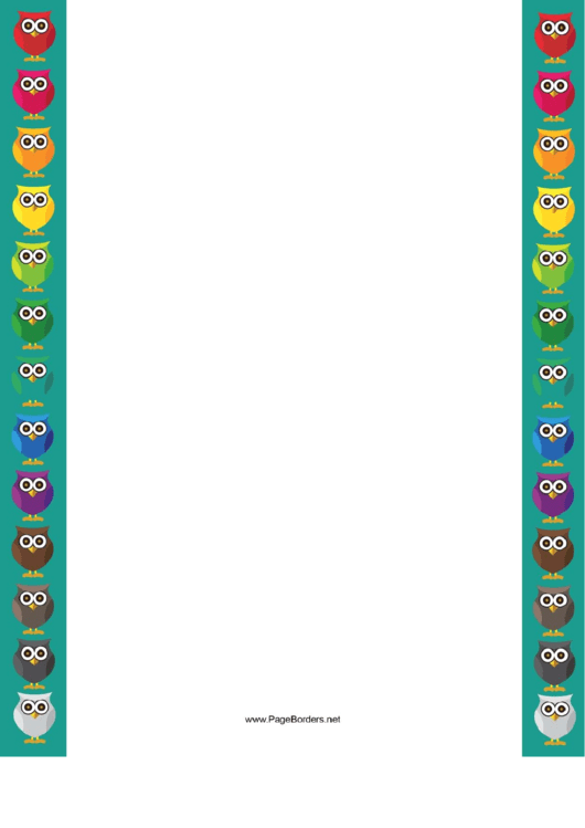 Colorful Owl Border printable pdf download