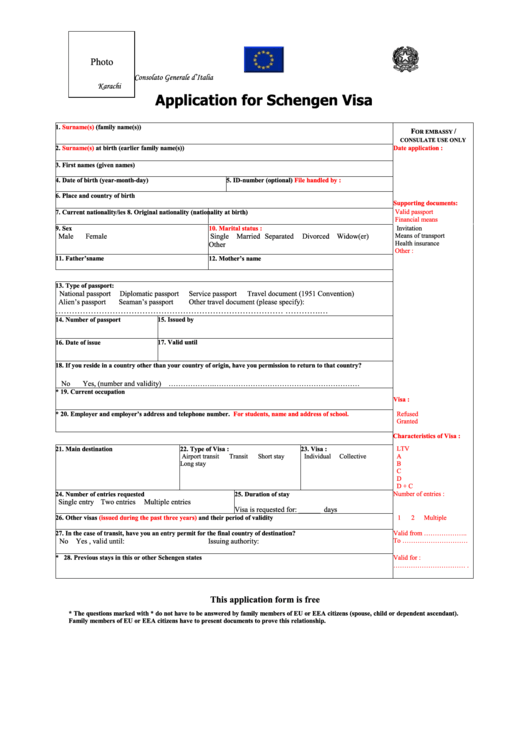 Top 11 Italian Visa Application Form Templates Free To Download In PDF Format
