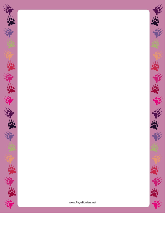 Purple Bear Paw Print Border Printable pdf