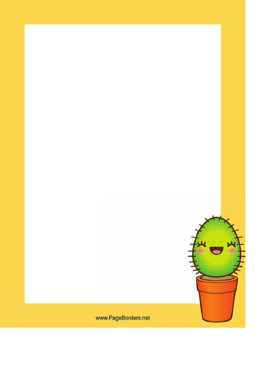 Happy Cactus Border Printable pdf