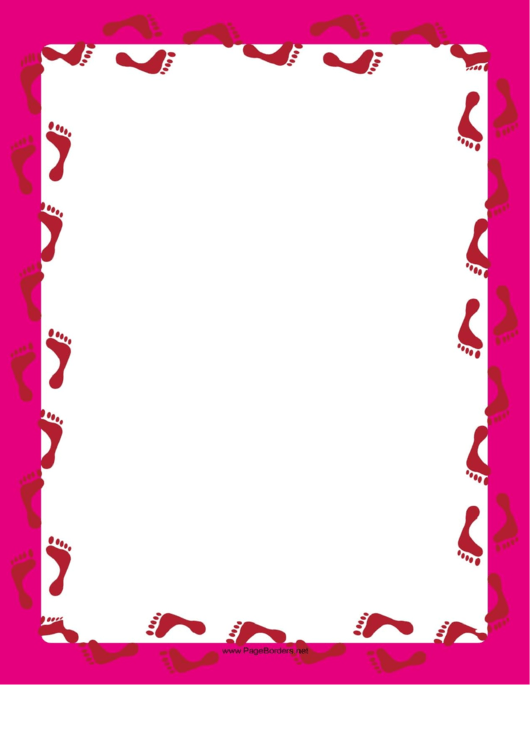 Pink Footprint Border Printable pdf