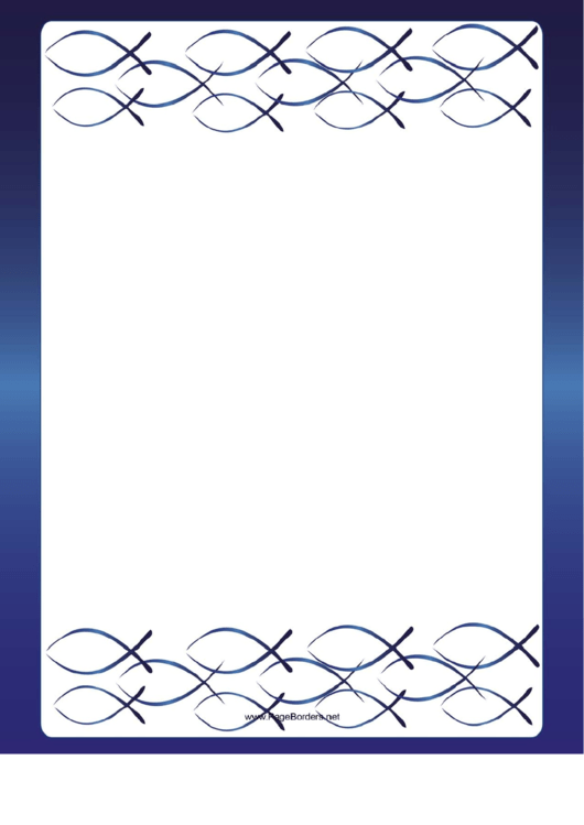 Shiny Blue Christian Fish Border Printable pdf