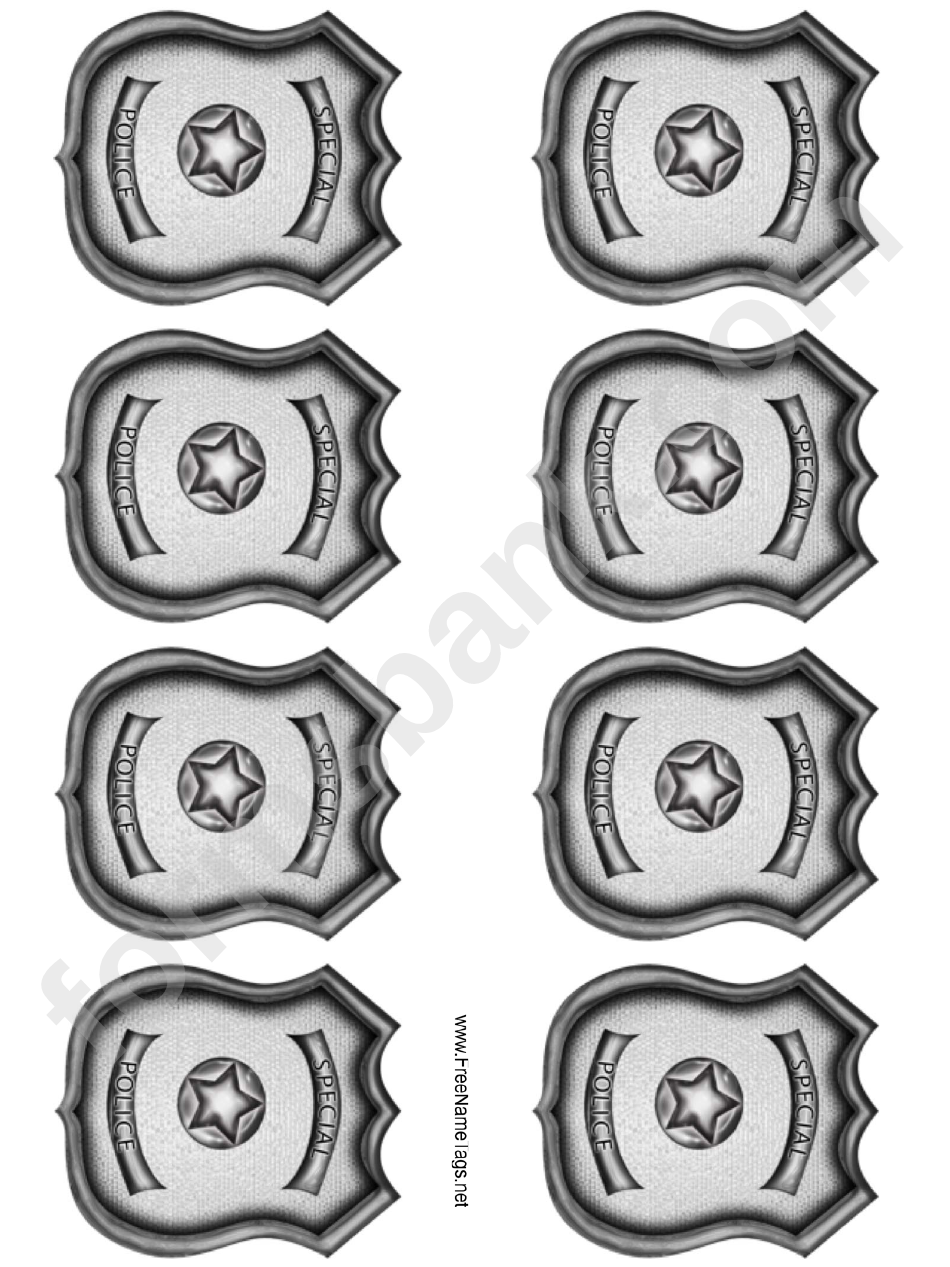 Special Police Badges Name Tag Template