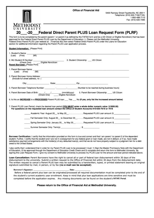 Federal Direct Parent Plus Loan Request Form Printable pdf