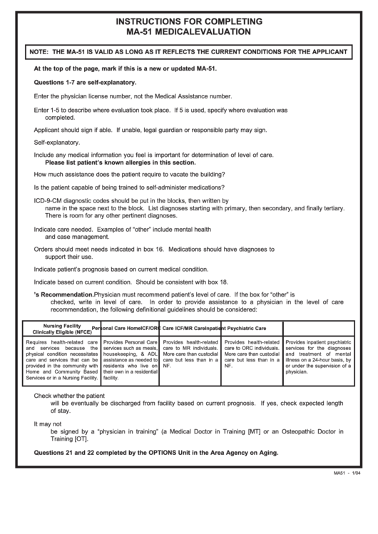 Medical Evaluation Printable pdf