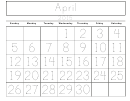 Monthly Calendar Template - April - 2015