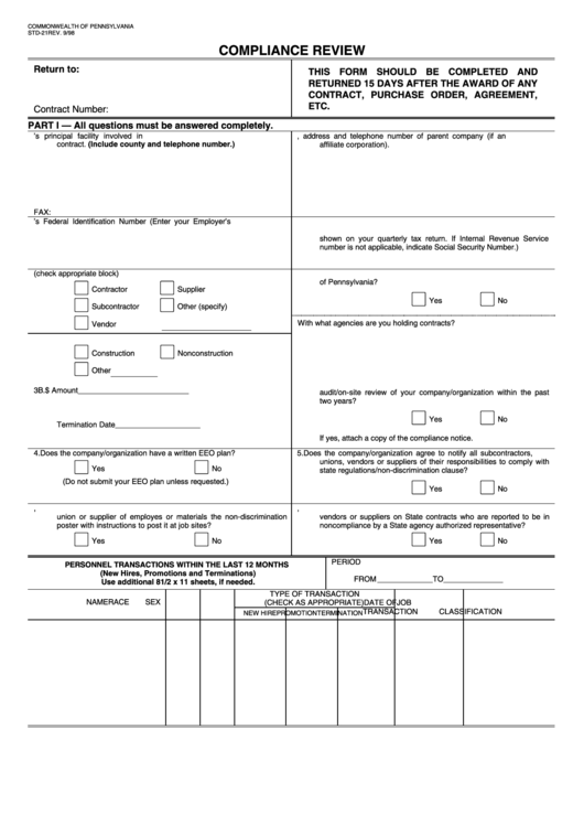 Std 21 Compliance Review Printable pdf
