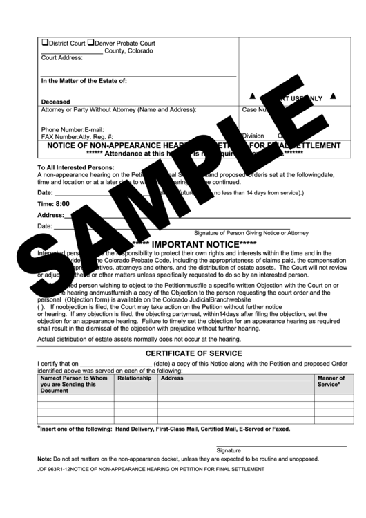 Jdf 963 - Colorado Judicial Branch Printable pdf