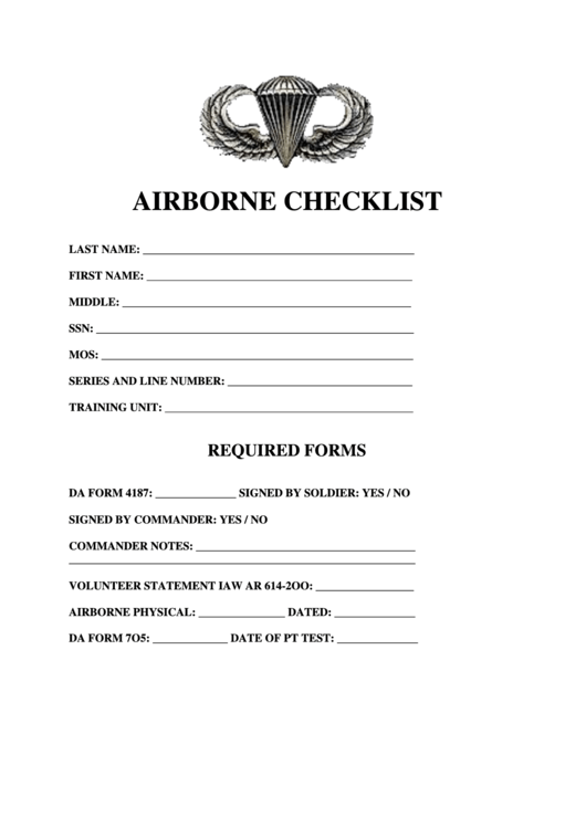 Da Form 4187 - Personnel Action (With Airborne Volunteer Statement ...