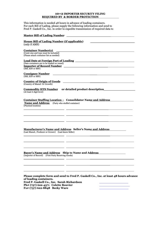 code invoice form By Filing 2 Required U.s. 10 Importer Customs Security