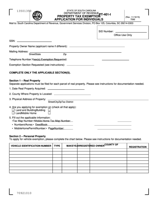 Tax Exemption Application (Individual) Printable pdf