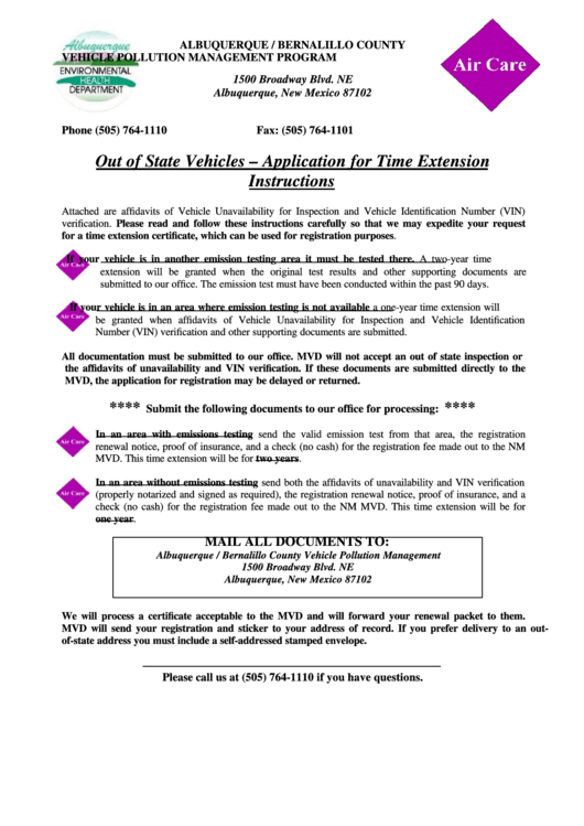 Affidavit Of Vehicle Unavailability For Inspection Printable pdf