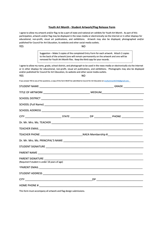 Fillable Flag Release Form Printable pdf