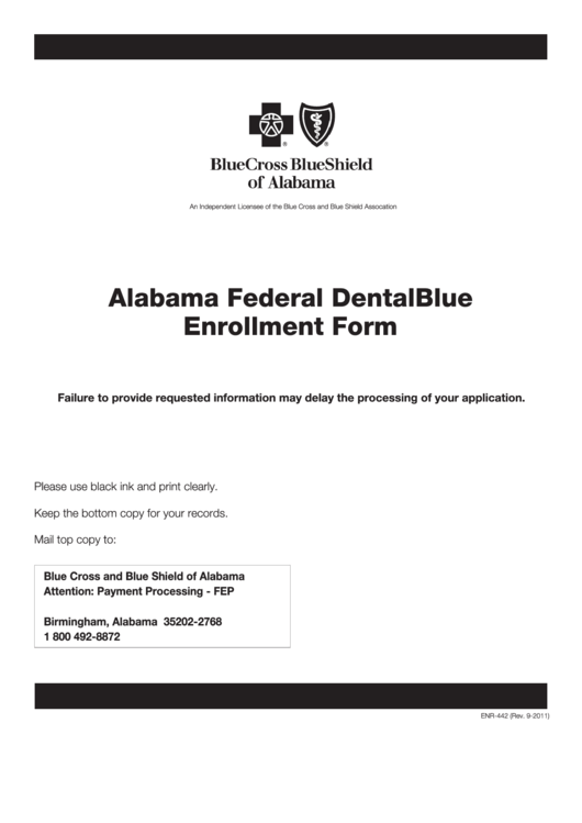 Federal Dentalblue Enrollment Form Printable pdf