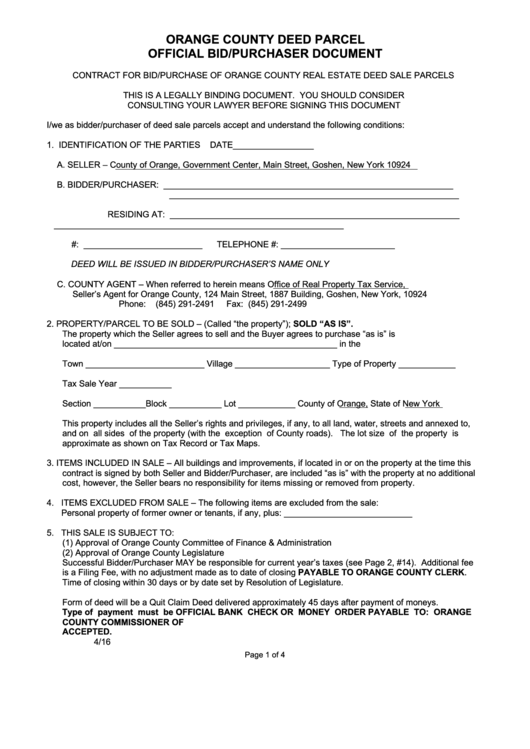 Official Bid Form For Leftover Parcels Printable pdf