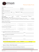Patient Intake Form Orthopedic Specialty Institute