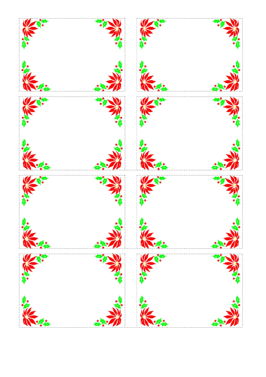 Christmas Poinsettia Frame Name Tag Template Printable pdf