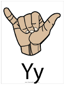 Letter Y Sign Language Template - Filled
