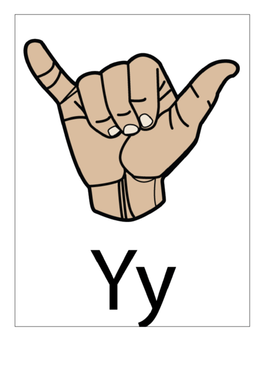 Letter Y Sign Language Template - Filled