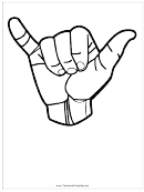Letter Y Sign Language Template - Outline