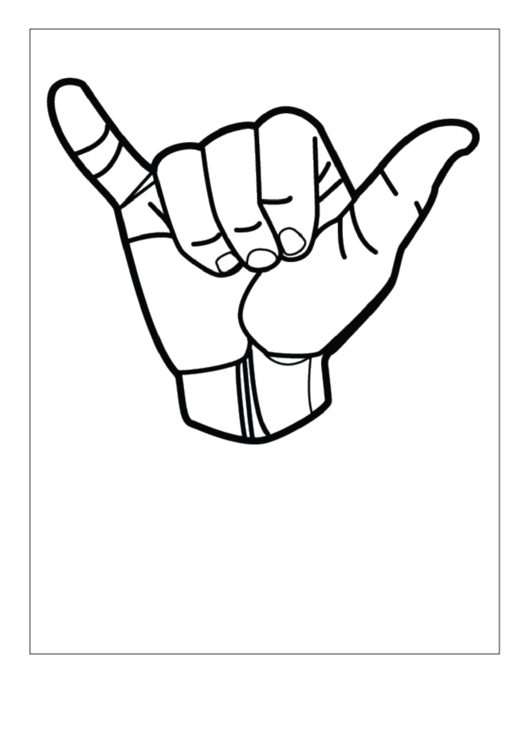 Letter Y Sign Language Template - Outline