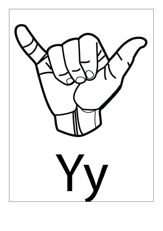 Letter Y Sign Language Template - Outline printable pdf download