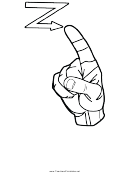 Letter Z Sign Language Template - Outline
