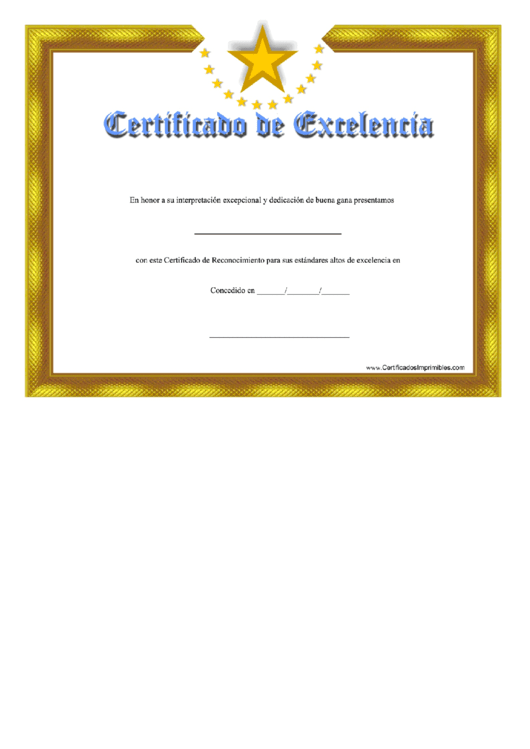 Certificate Of Excellence Printable pdf