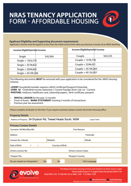 Nras Tenana Cy Application Form Printable pdf