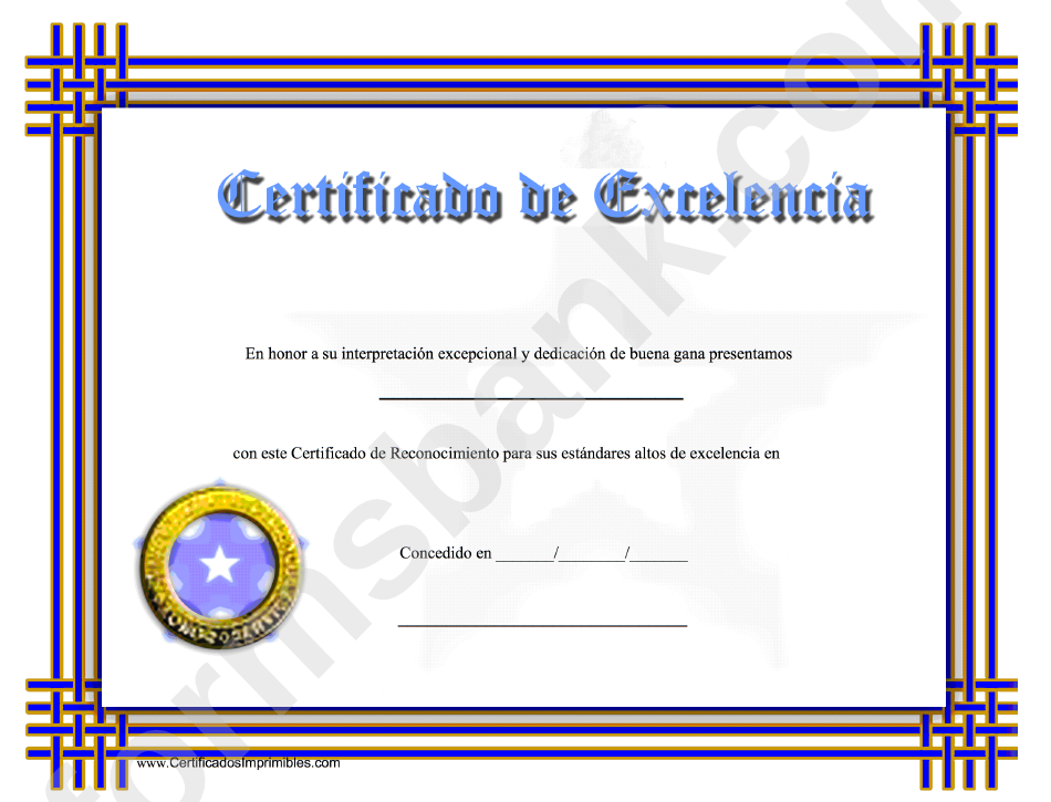 Certificate Of Excellence