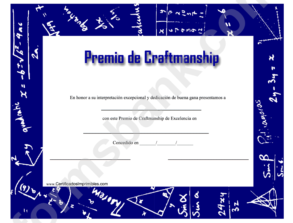 Craftmanship Award Certificate Template