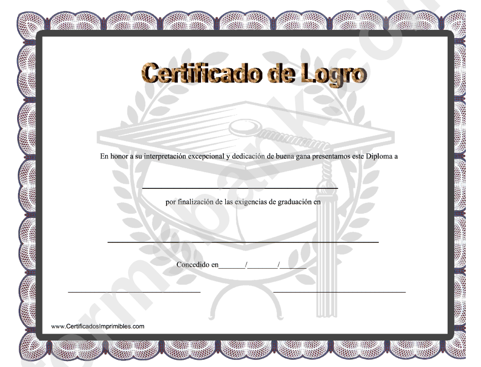 Diploma Certificate Of Achievement Template