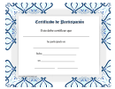 Participation Certificate Template - Filigree