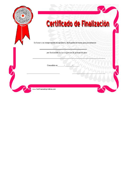 Fillable Certificate Of Completion Template Printable pdf