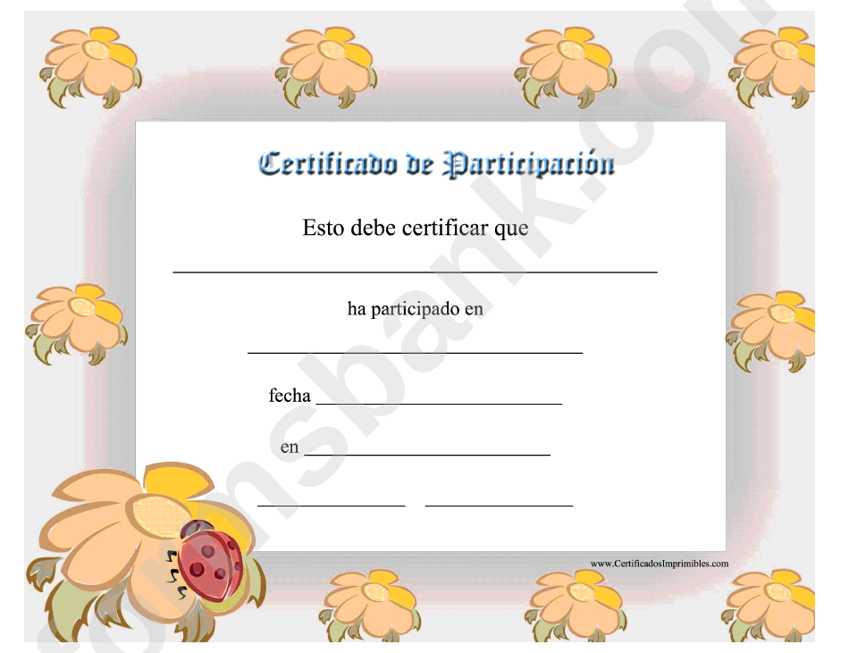 Participation Certificate Template - Flower