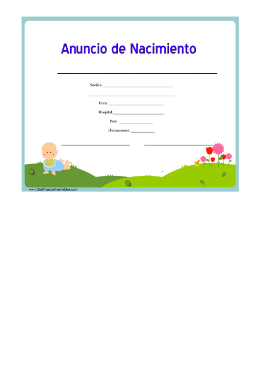 Birth Certificate Cartoon Printable pdf