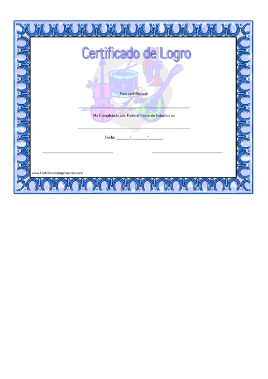 Music Certificate Of Achievement Template Printable pdf