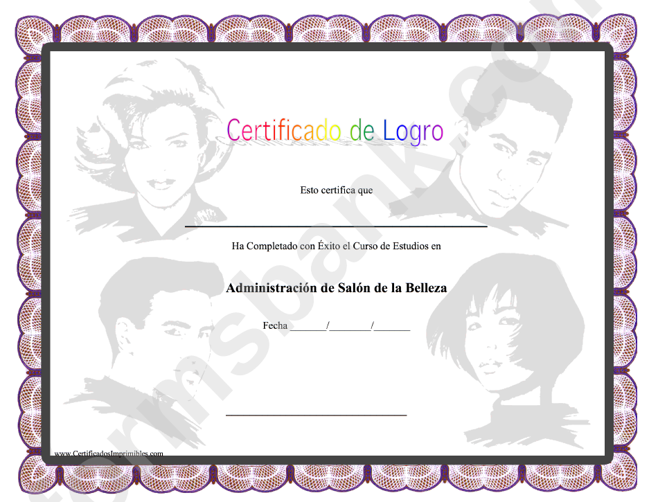 Beauty Certificate Of Achievement Template